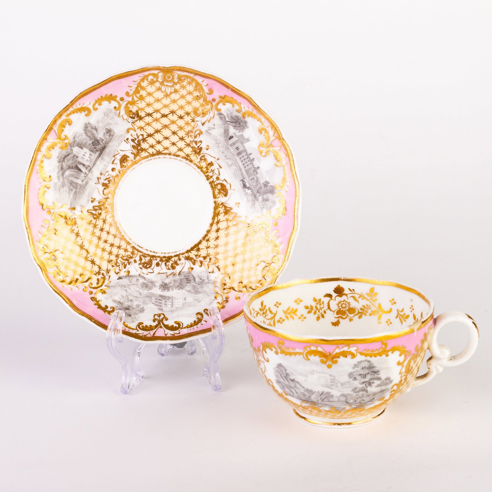 Spode Fine Porcelain Teacup & Saucer 19th Century: DIMENSIONS APPROX 15x15x7CM.