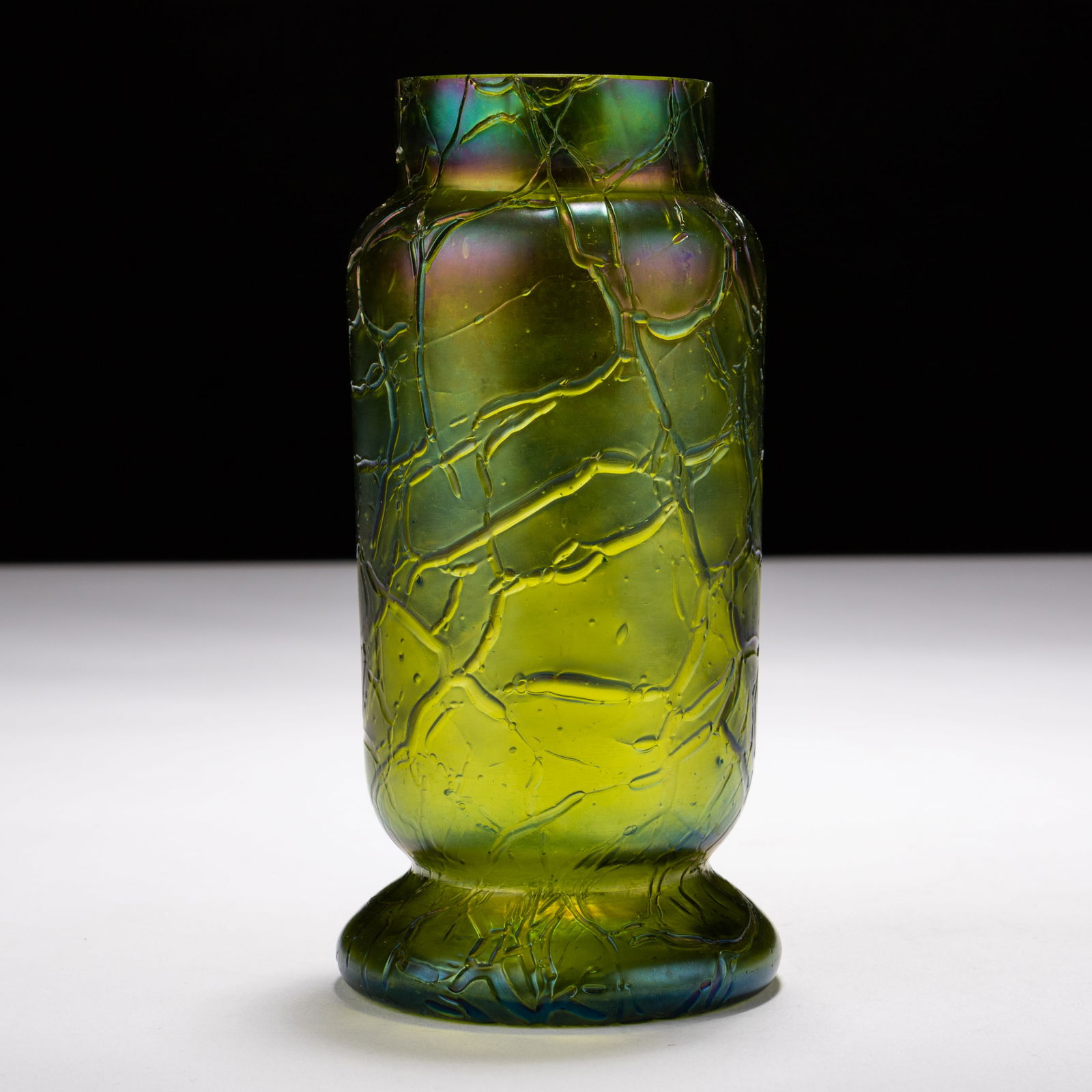 Kralik Loetz Bohemian Iridescent Glass Vase ca. 1900 : MEASURES APPROX 14 X 6.5CM.
