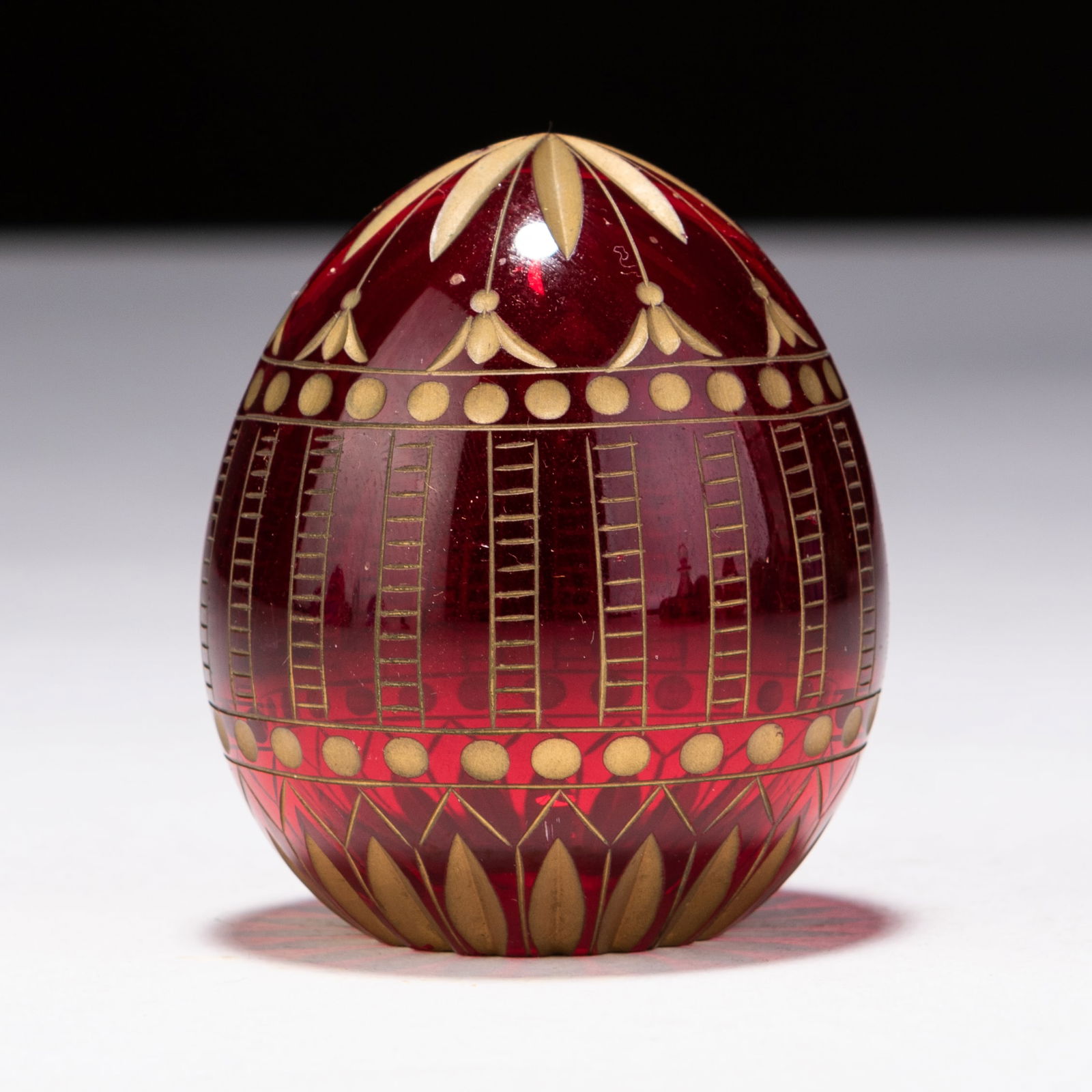 Faberge Style Russian Ruby 24KT Gold Glass Egg Sculpture (1 of 6)