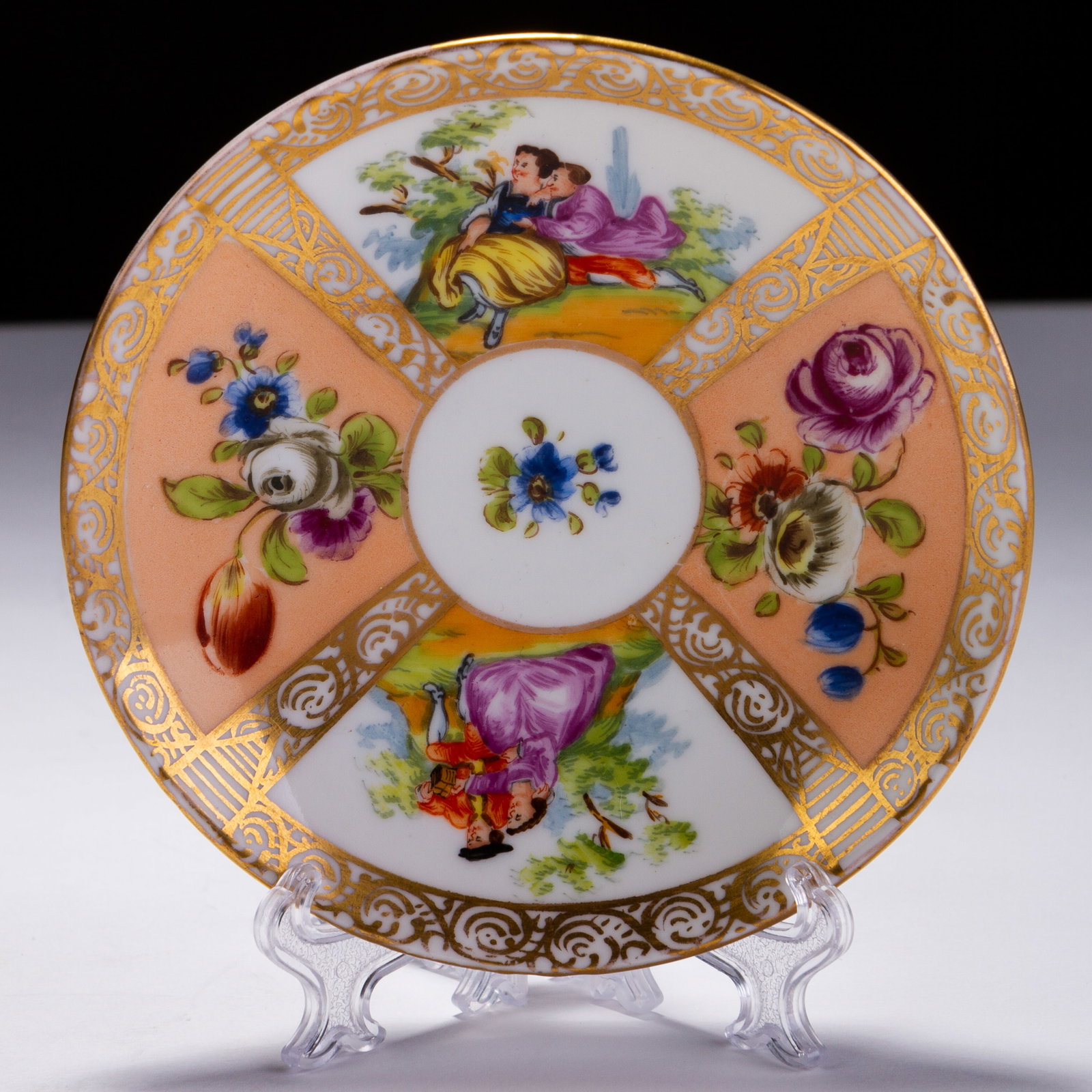 Meissen Augustus Rex Plate Painted by Helena Wolfsohn 19th C: MEASURING APPROX 11CM.