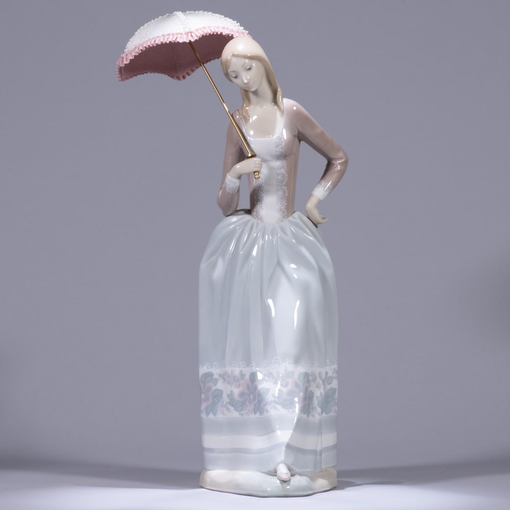 Large Lladro Umbrella Lady Porcelain Figure Group (1 of 3)