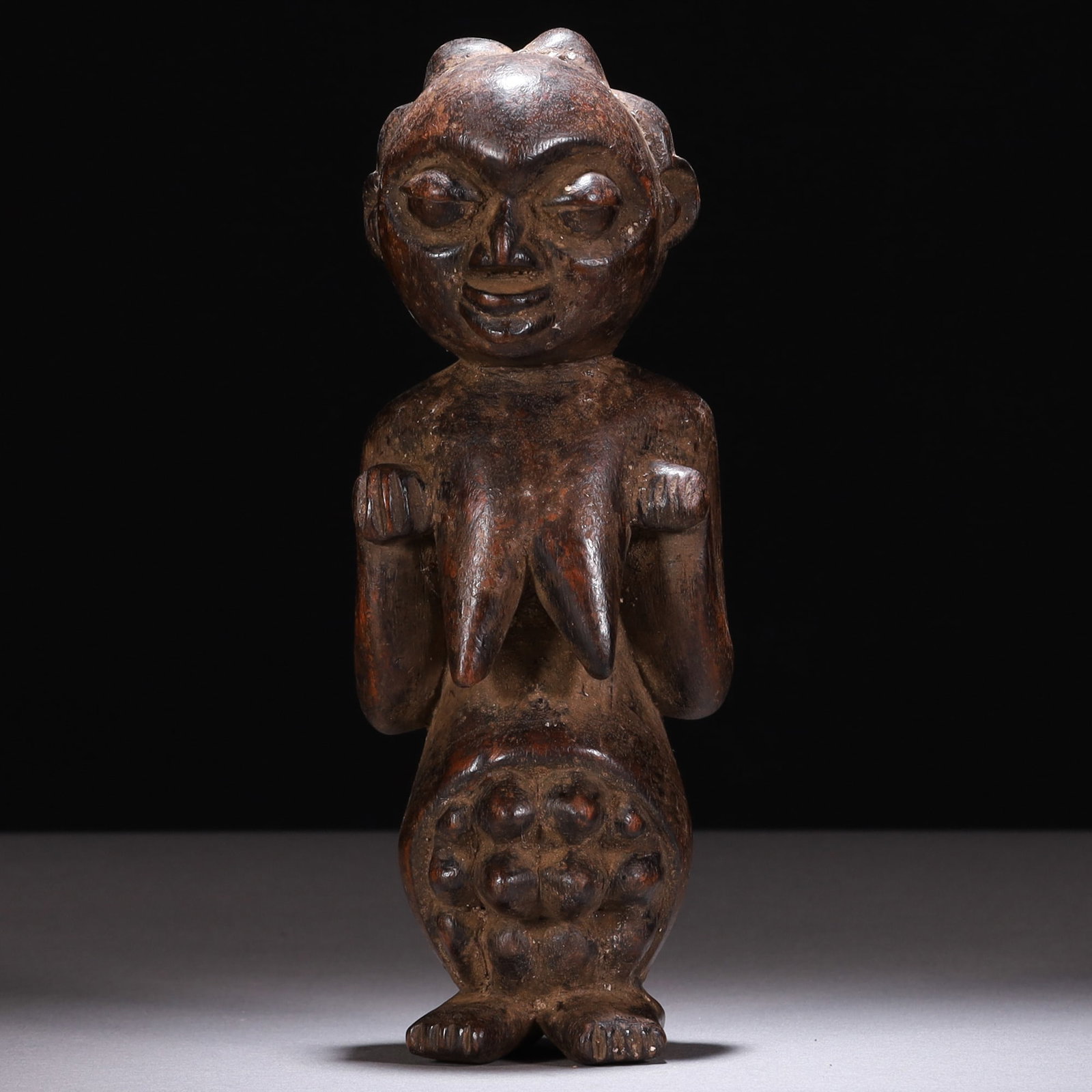 Antique African 19th Century Tribal Wood Statue: MEASURING APPROX 22 X 7 X 7.5CM.
