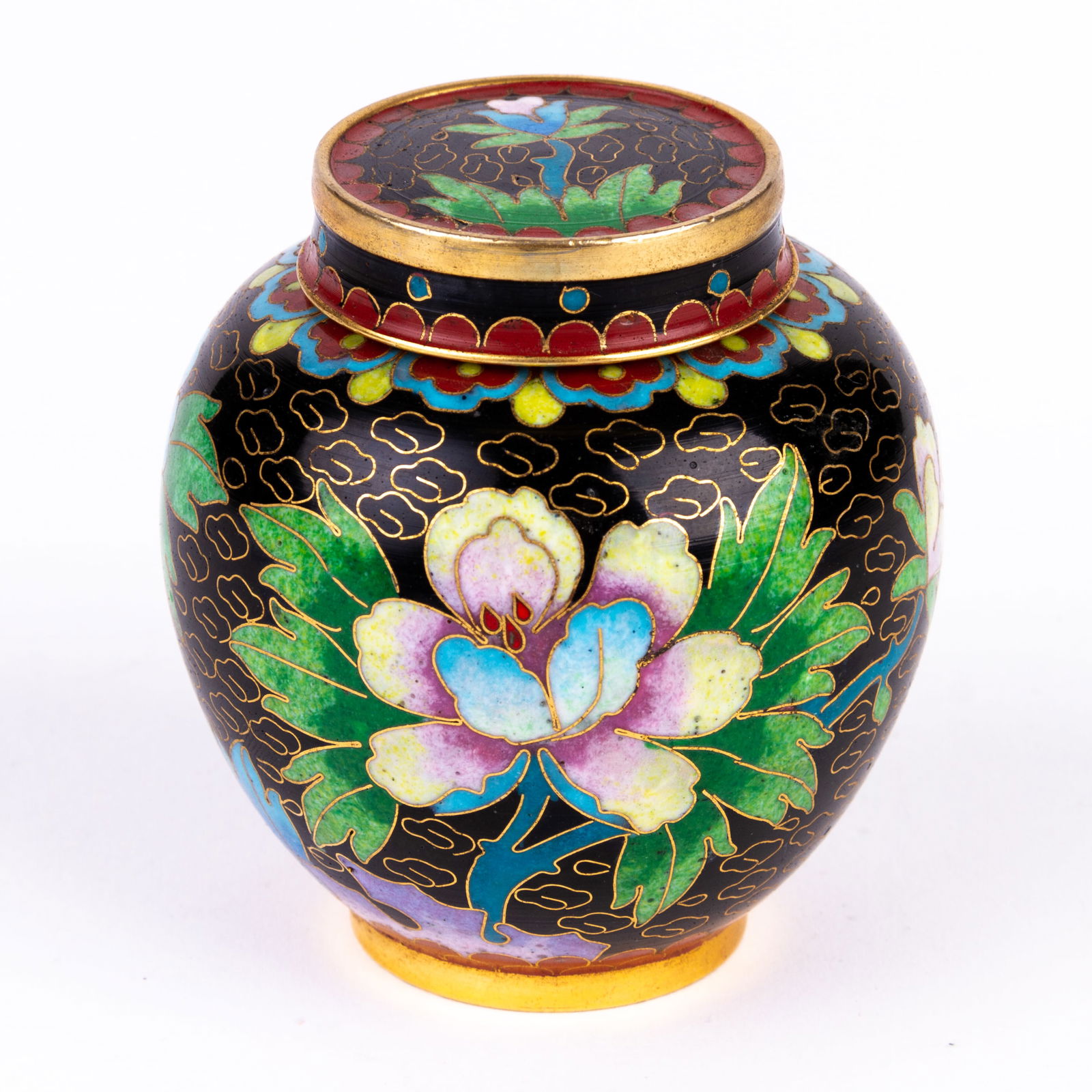 Chinese Cloisonne Enamel Lidded Bronze Blossoms Vase (1 of 7)