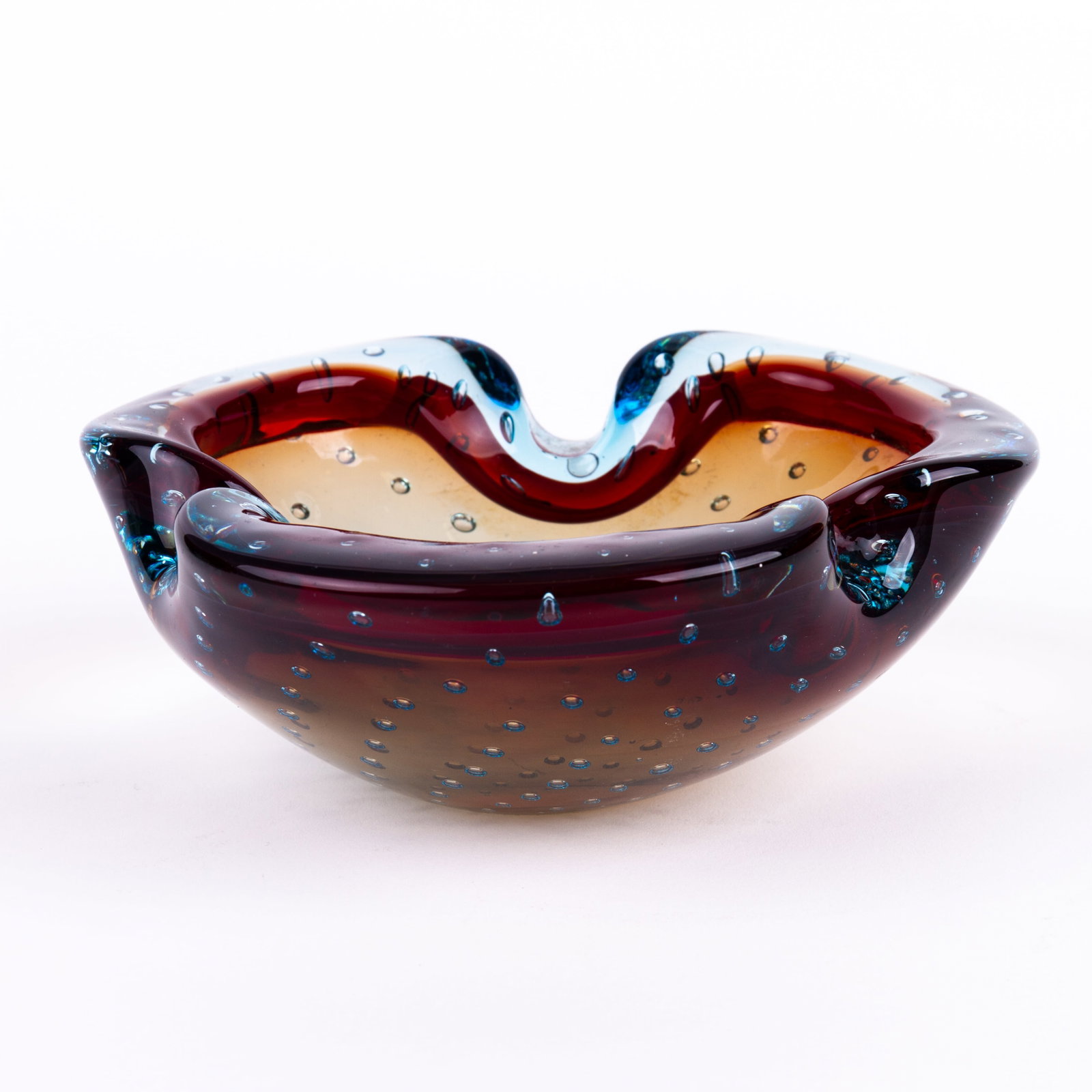 Murano Venetian Glass Designer Bowl: DIMENSIONS APPROX 5.5x15.5x14CM.