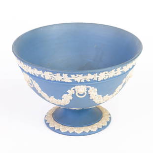 Wedgwood Blue Jasperware Neoclassical Comport Centre Bowl: DIMENSIONS APPROX 18x18x12CM.