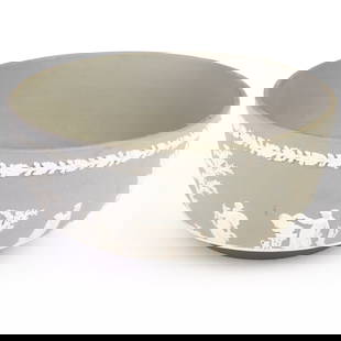Wedgwood Grey Jasperware Neoclassical Fruit Bowl: DIMENSIONS APPROX 20x20x10CM.