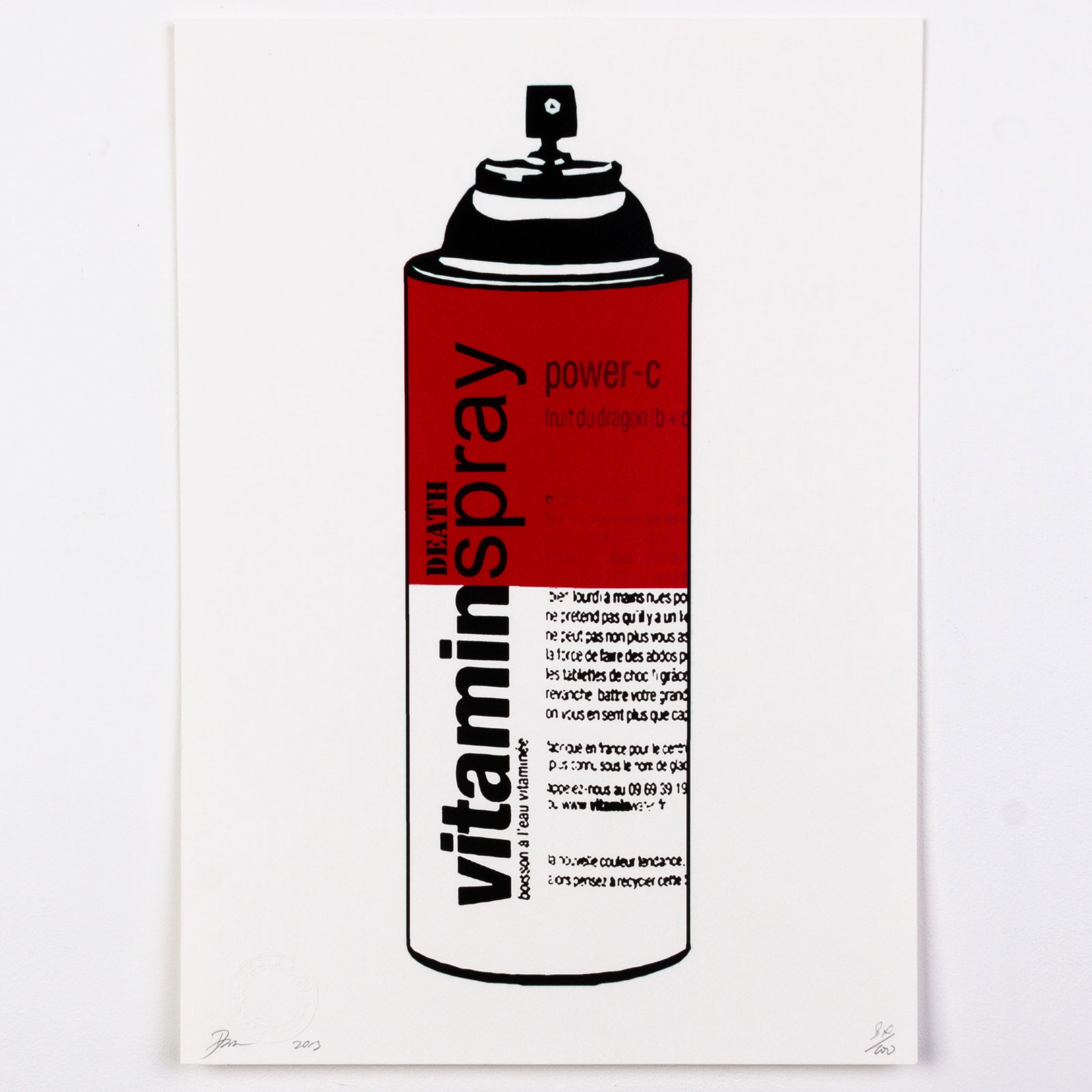 Death NYC Signed Limited Ed Pop Art Print Vitamin Spray Can: DIMENSIONS APPROX 45x32x0.1CM.