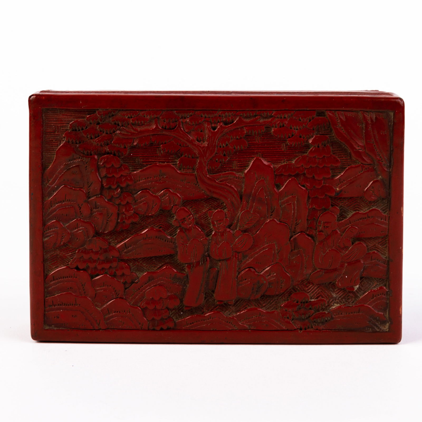 Chinese Qing Carved Cinnabar Lacquer Box & Cover (1 of 7)