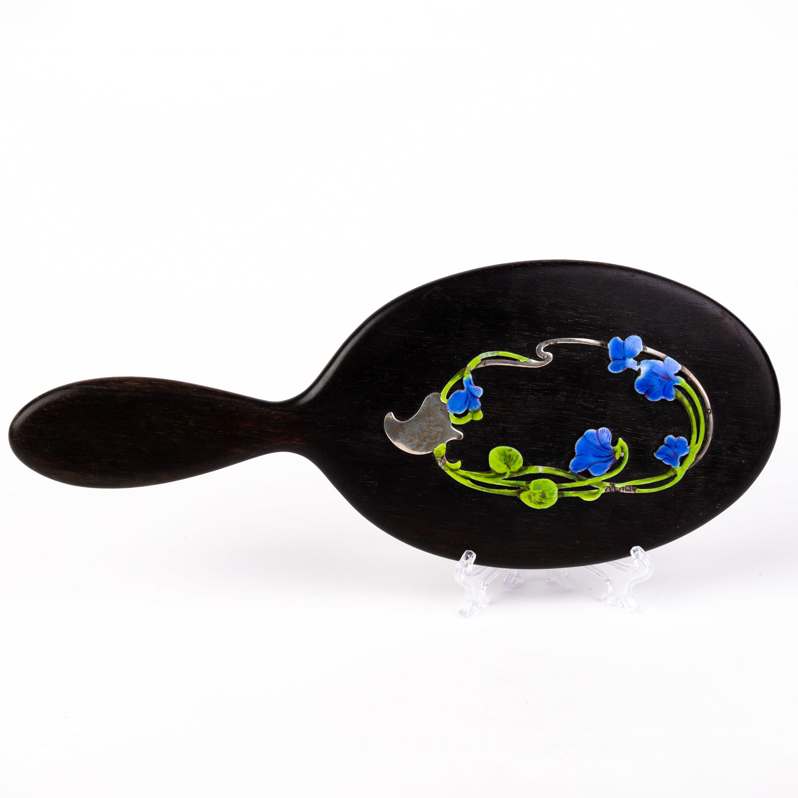 Art Nouveau Silver Hallmarked Enamel Handheld Mirror (1 of 6)