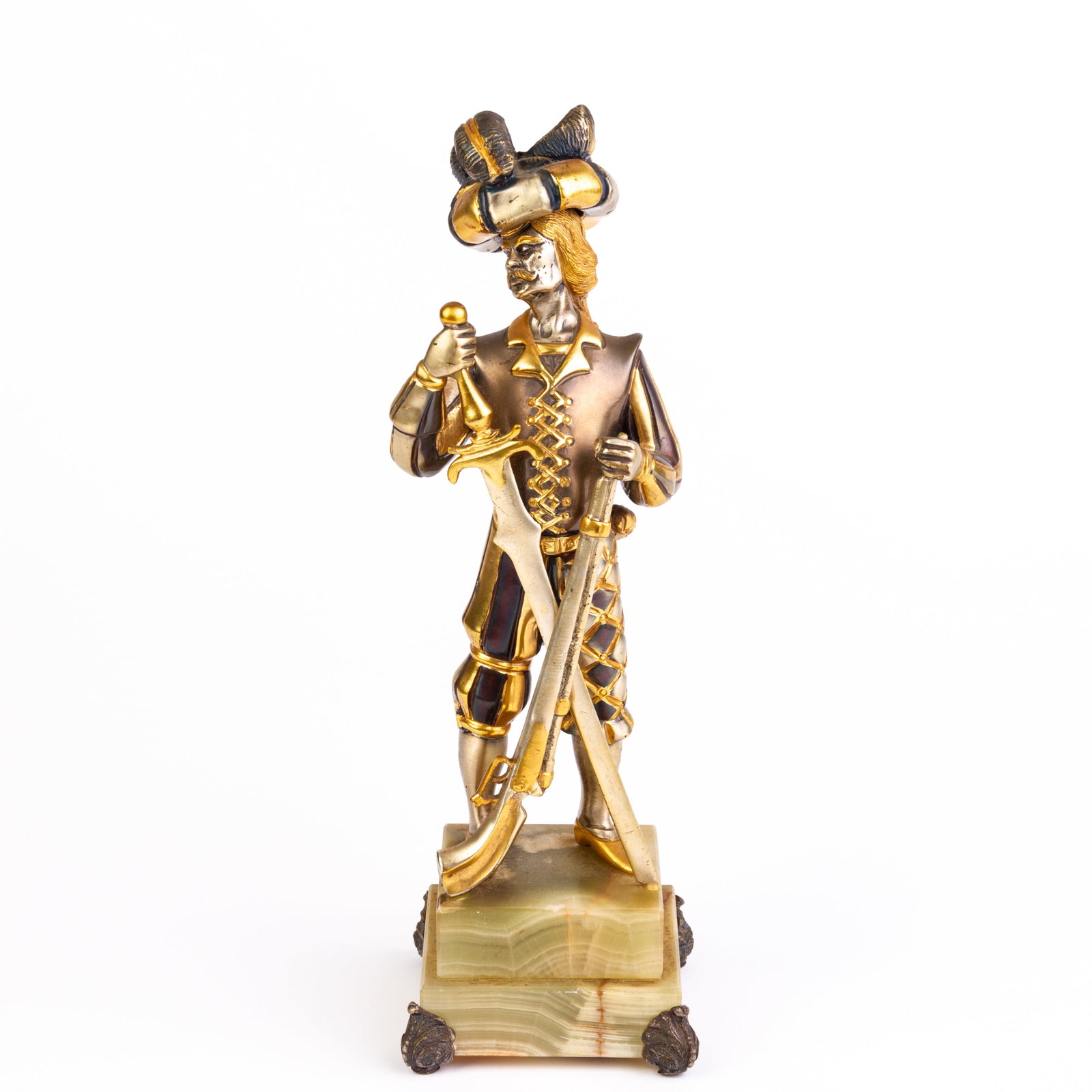 Giuseppe Vasari Italian Silver Gilt Bronze Sculpture: DIMENSIONS APPROX 8x8x25CM.
