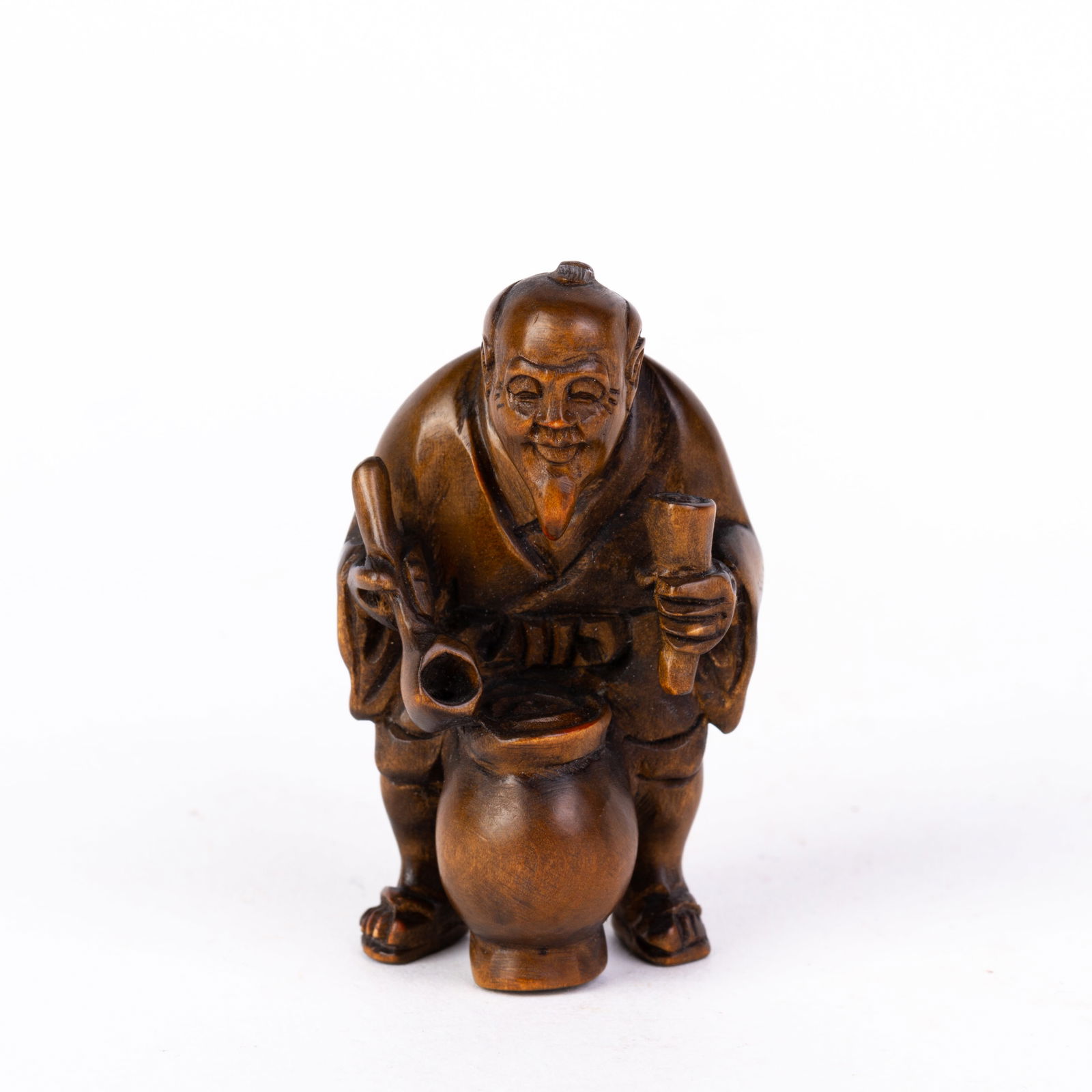 Signed Japanese Carved Wood Netsuke Inro (1 of 5)