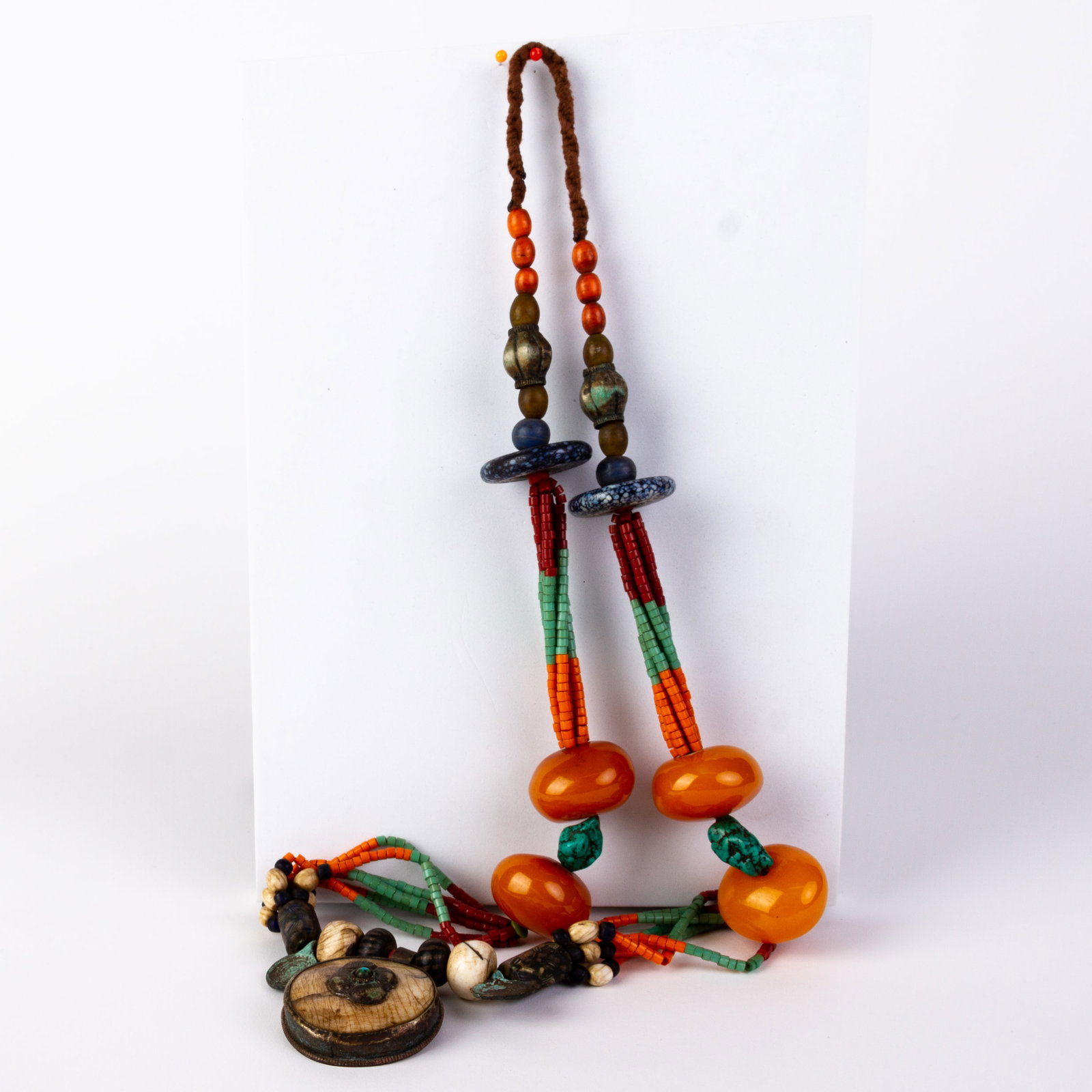 Tibetan Natural Amber & Turquoise Necklace (1 of 8)