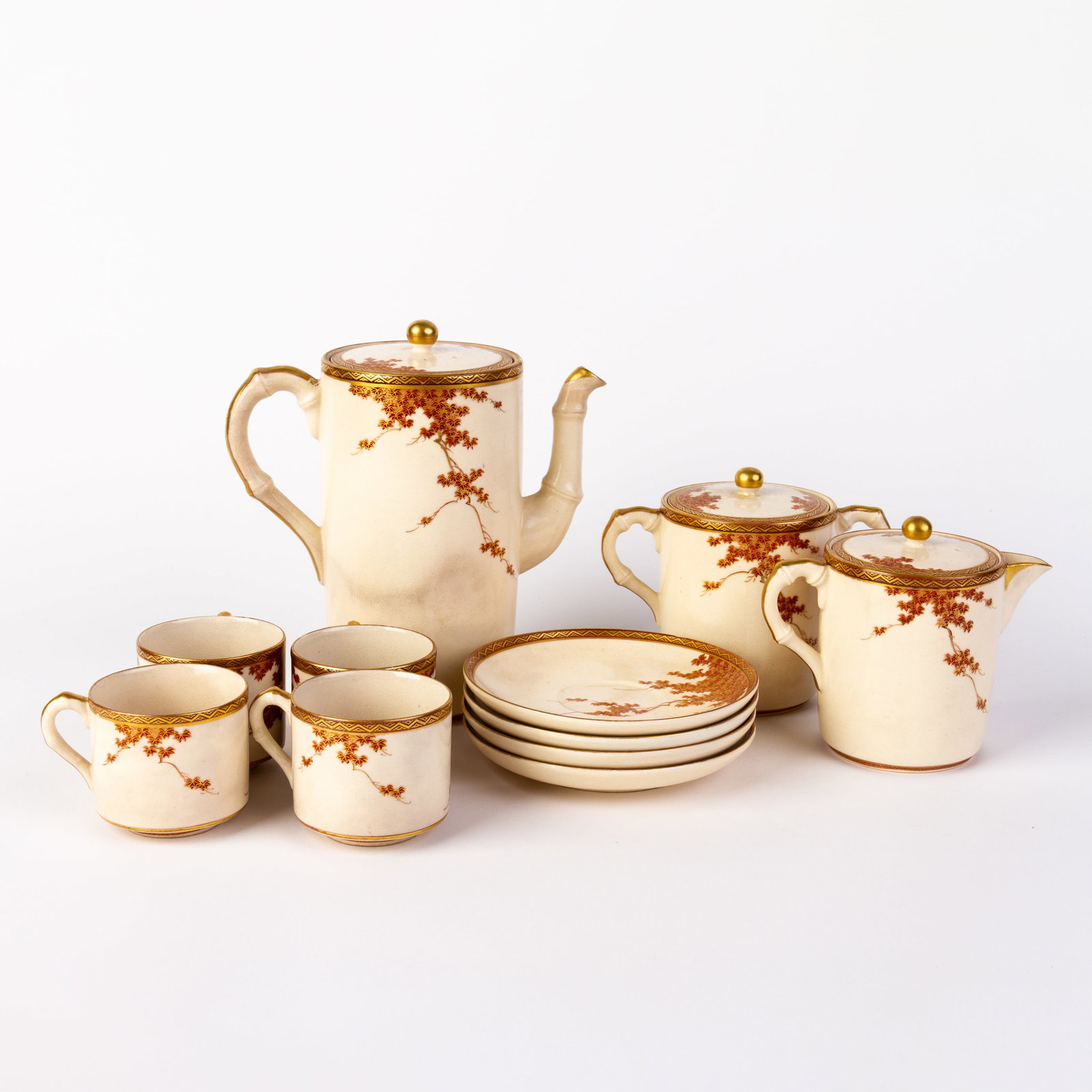 Japanese Satsuma Pottery Coffee Set Signed (1 of 12)