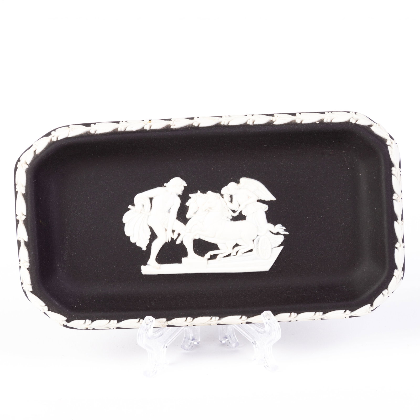 Wedgwood Black Basalt Neoclassical Dish: DIMENSIONS APPROX 15x8x1.5CM.