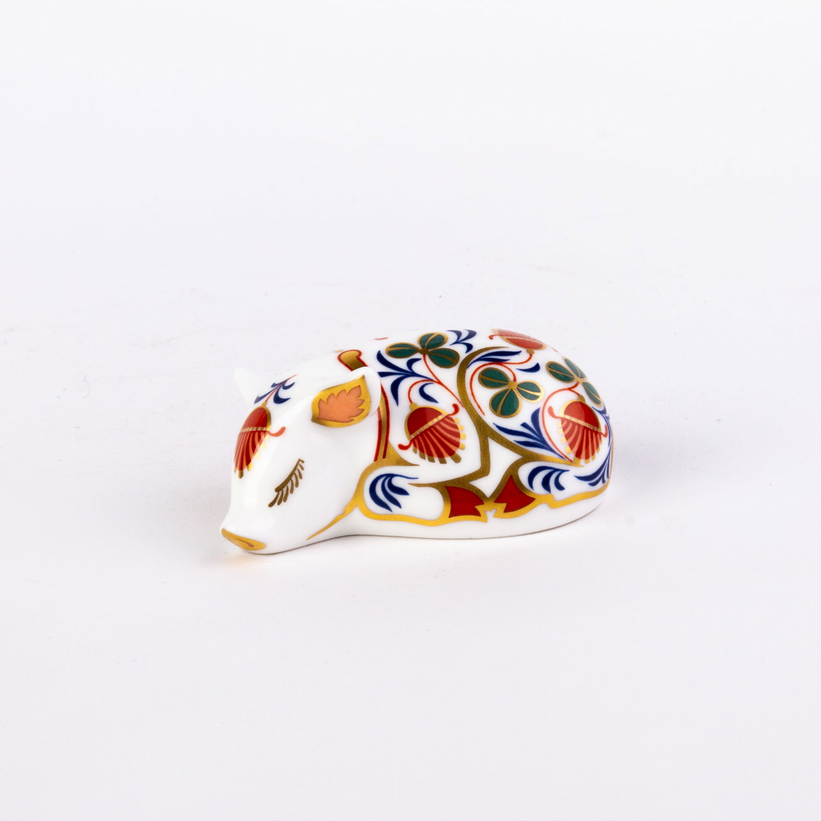 Royal Crown Derby 24K Gold Porcelain Paperweight Piglet: DIMENSIONS APPROX 4x3.5x7.5CM.