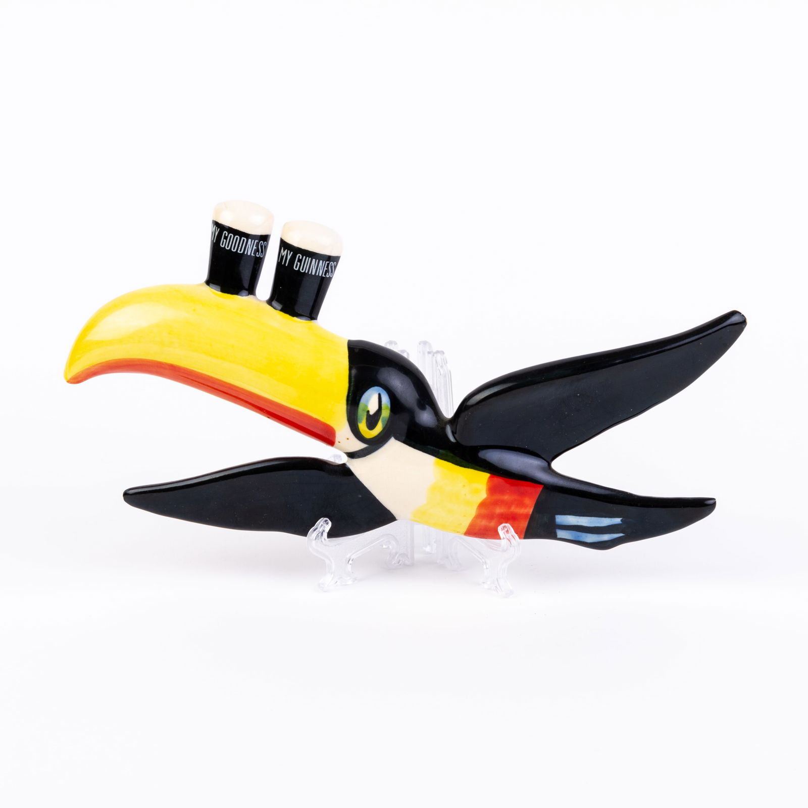 Carlton Ware Guiness Pelican Advertising Wall Plaque: DIMENSIONS APPROX 23x11x3CM.