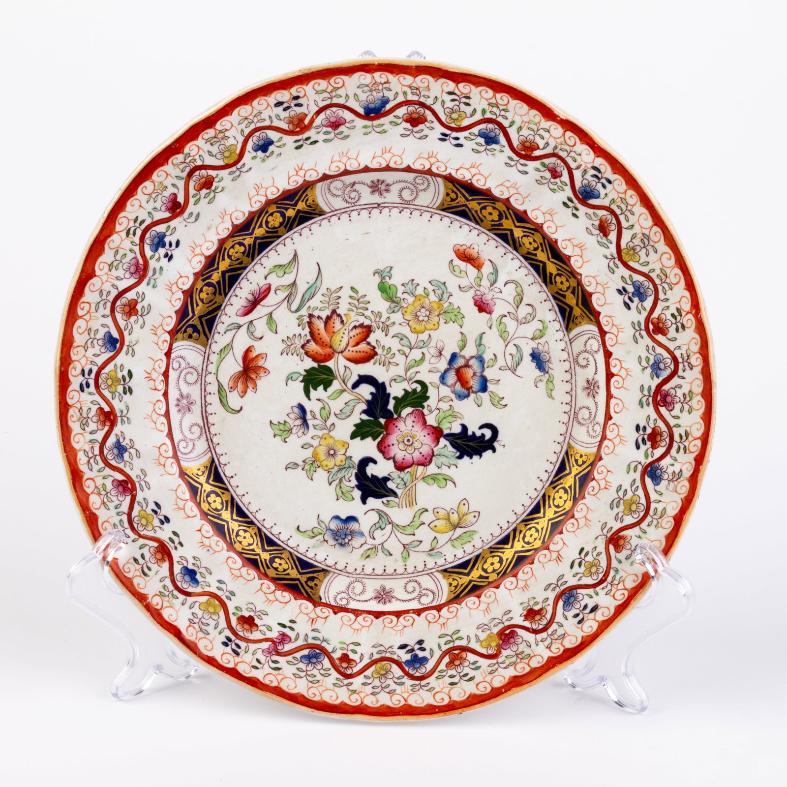 Chinese Bouquet Ironstone Plate 19th Century: DIMENSIONS APPROX 25x25x4CM.