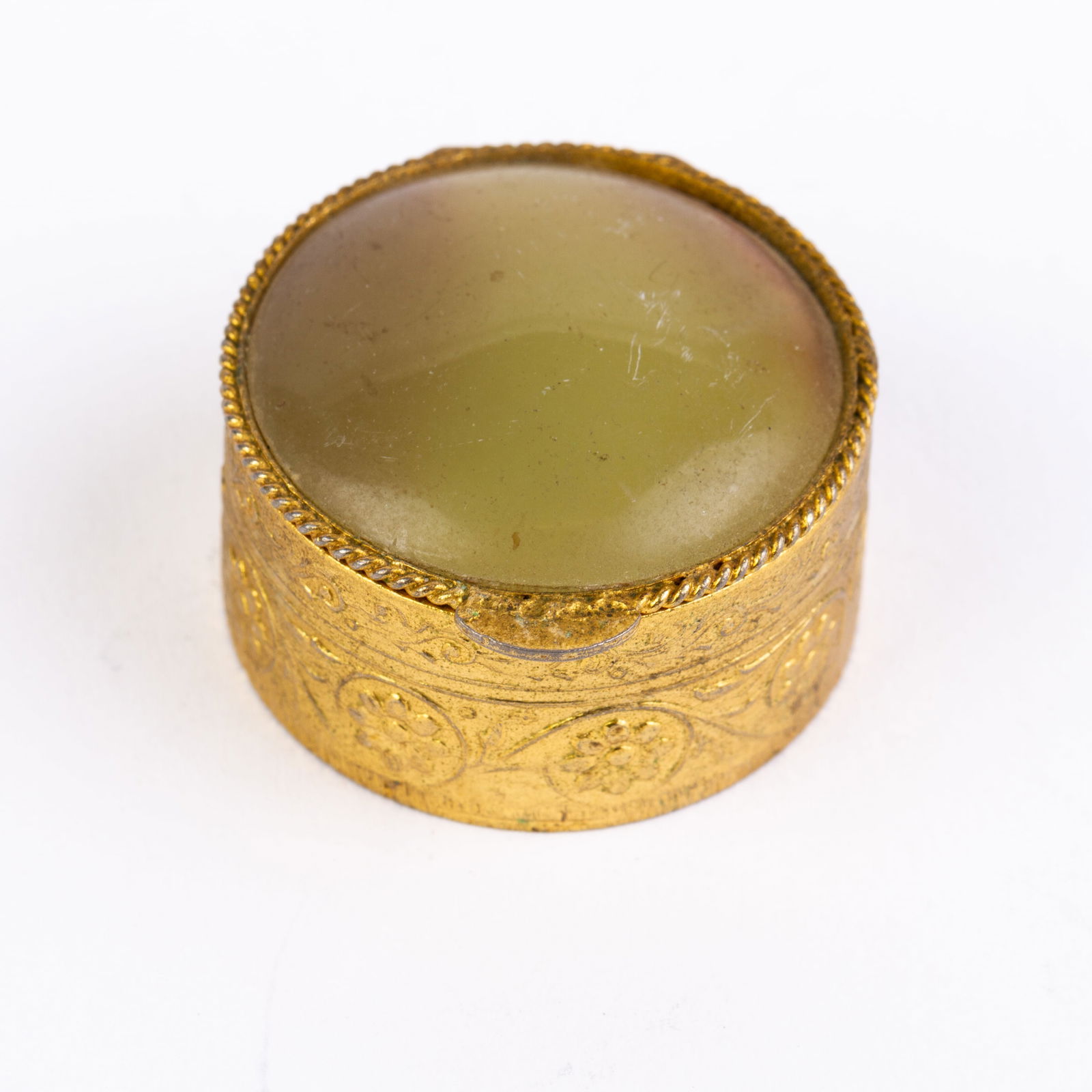 Gilt Mounted Engraved Agate Pill Box (1 of 6)