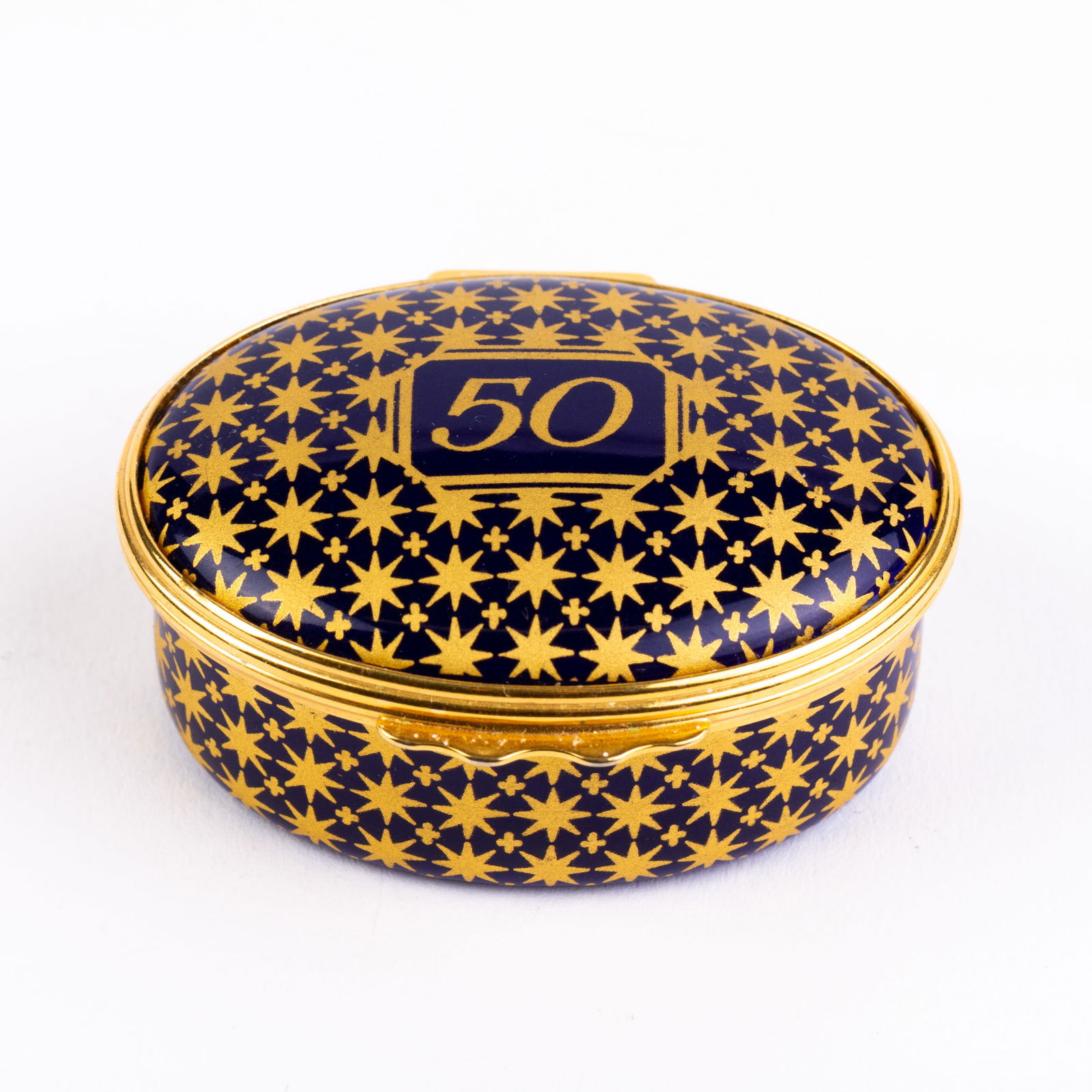 Halcyon Days English Enamel Pillbox: DIMENSIONS APPROX 5.5x4.5x3CM.