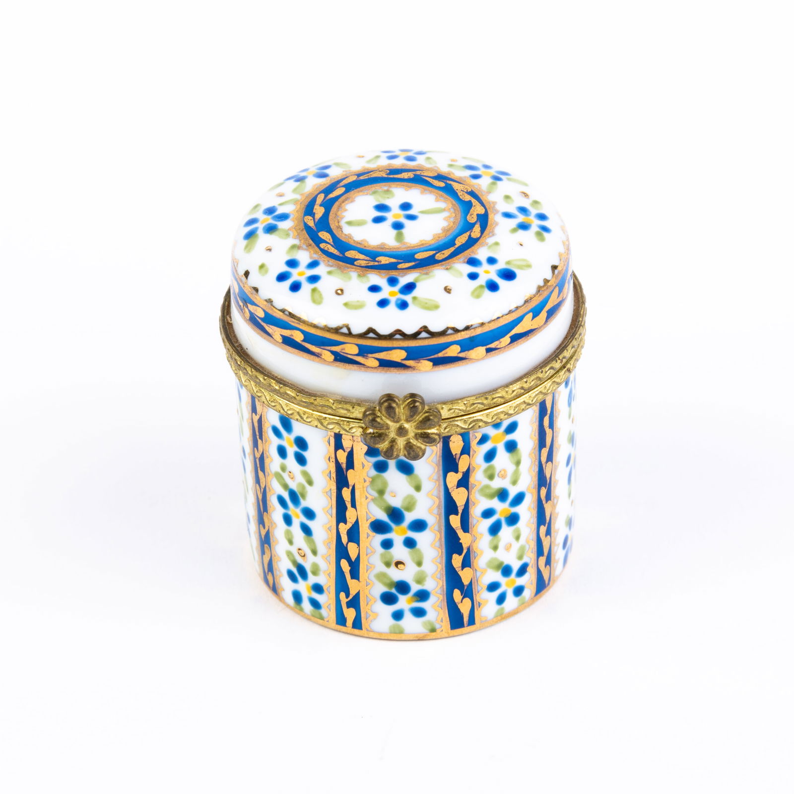 Fine Painted Porcelain French Gilt Mounted Pill Box (1 of 7)