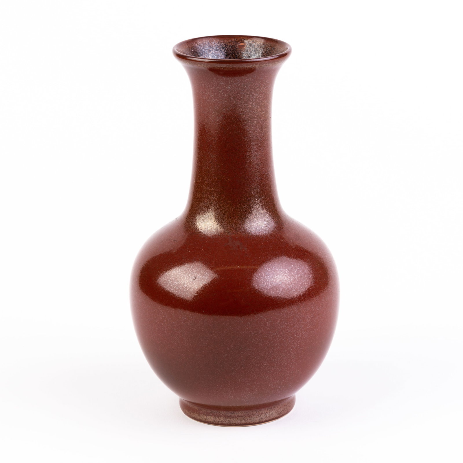 Chinese Sang de Boeuf Bottle Vase: DIMENSIONS APPROX 12x12x21CM.
