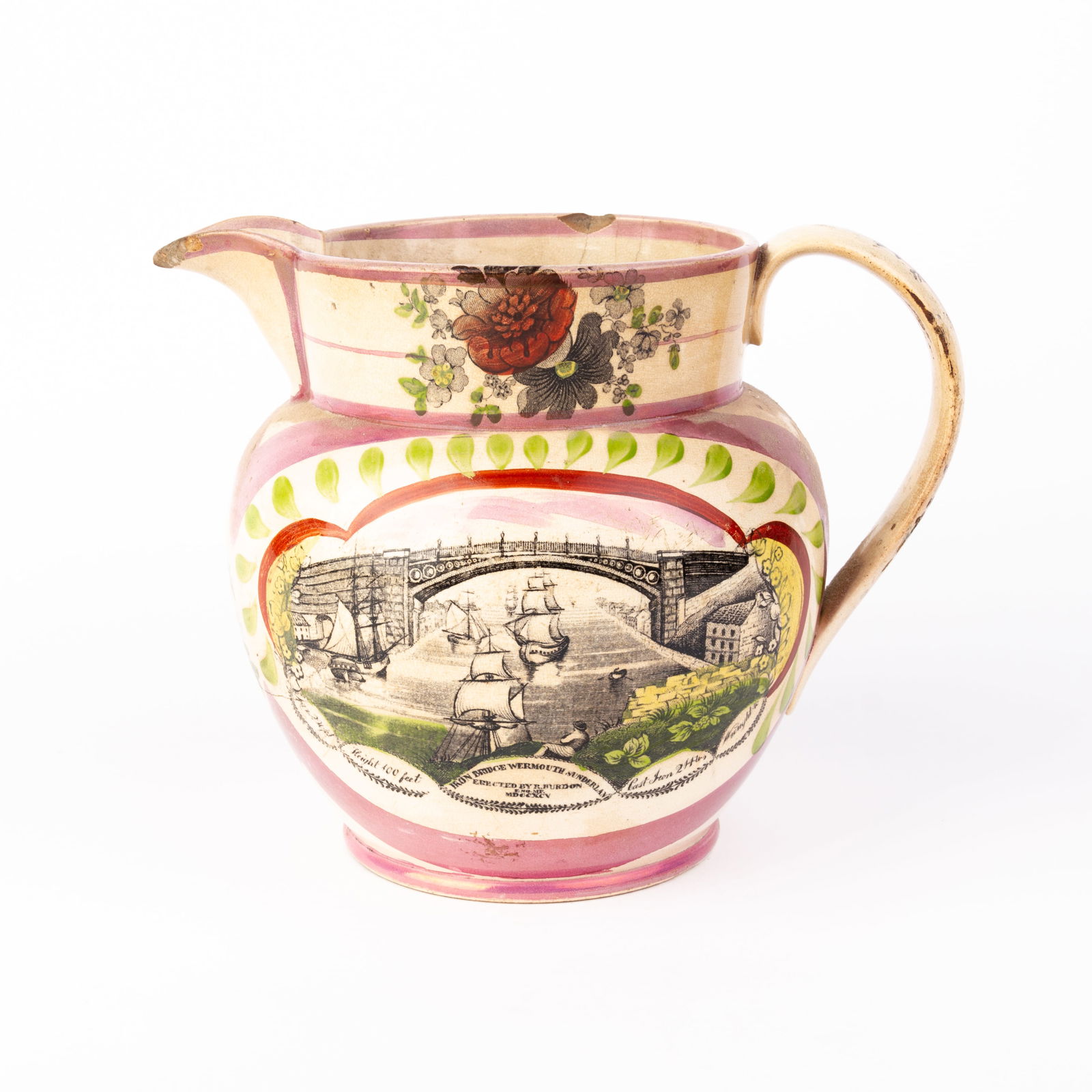 Nautical Staffordshire Prattware Lustreware Jug 18th Century (1 of 5)