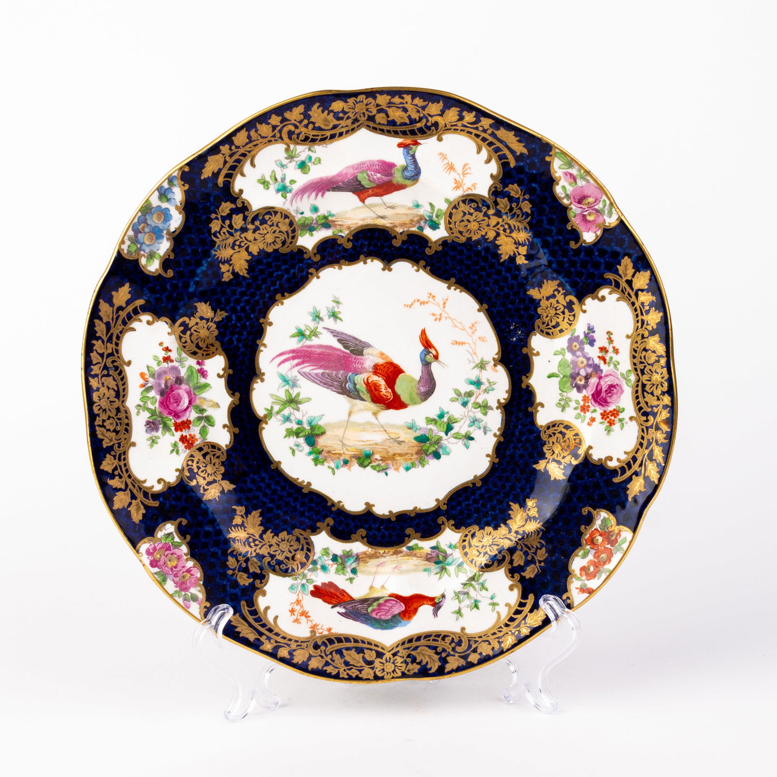 Royal Worcester Dr Wall Exotic Pheasant Porcelain Plate 19th C (1 of 6)