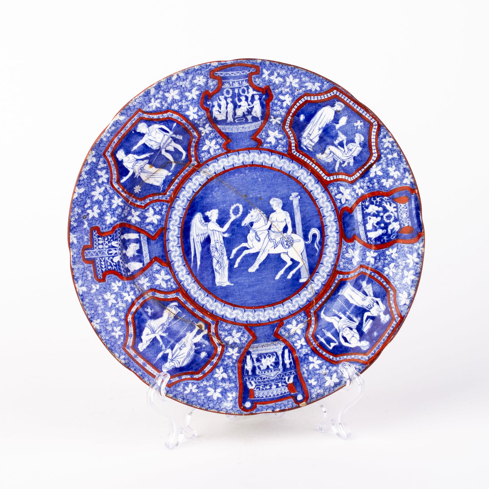 19th Century English Copeland & Garrett Neoclassical Porcelain Plate: DIMENSIONS APPROX 21x21x2CM.