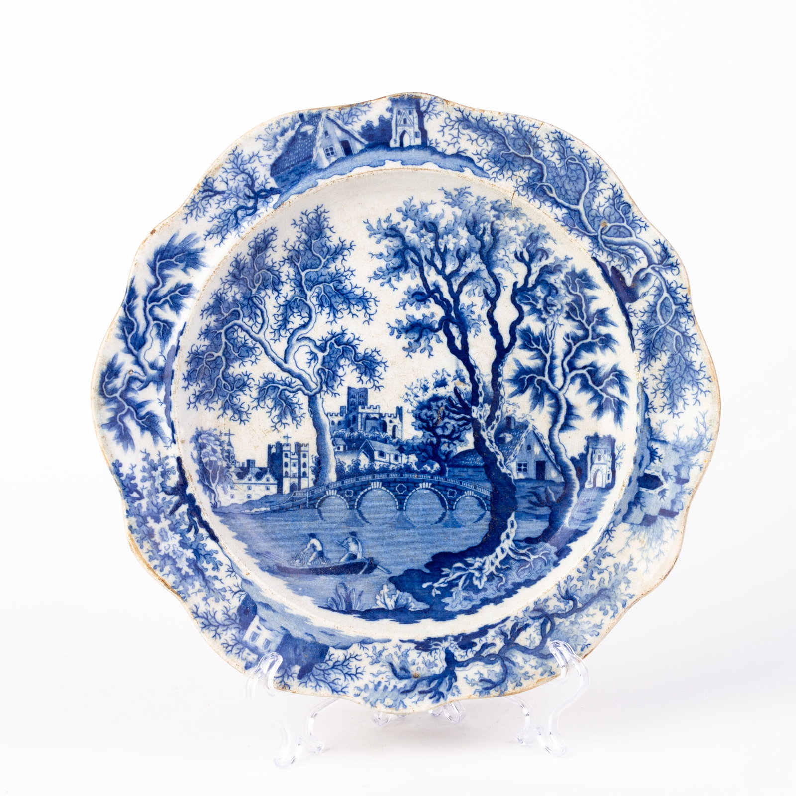 English Transferware Pearlware Plate 19th C: DIMENSIONS APPROX 25x25x2.5CM.