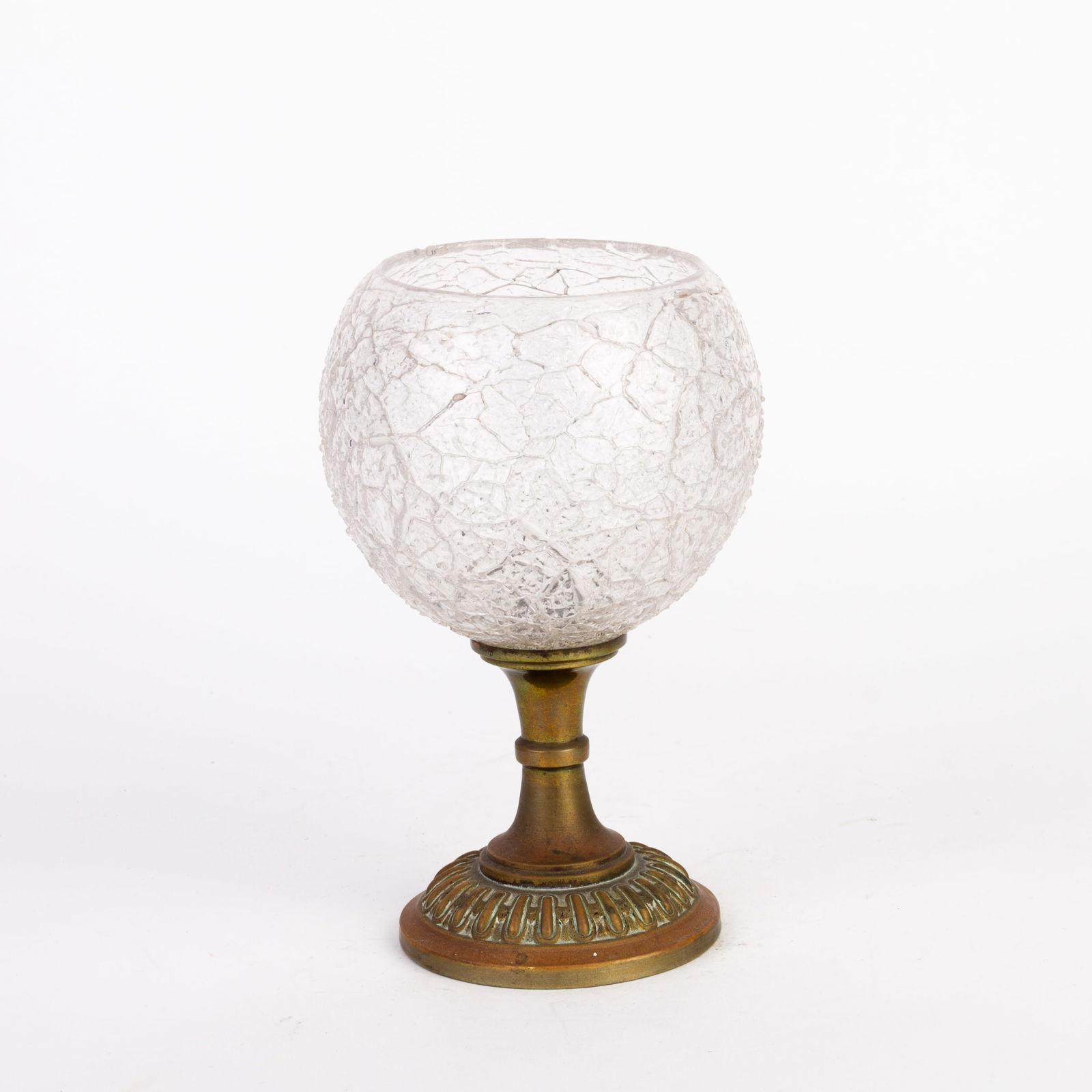 Victorian English Brass & Glass Vase: DIMENSIONS APPROX 10.5x10.5x17CM