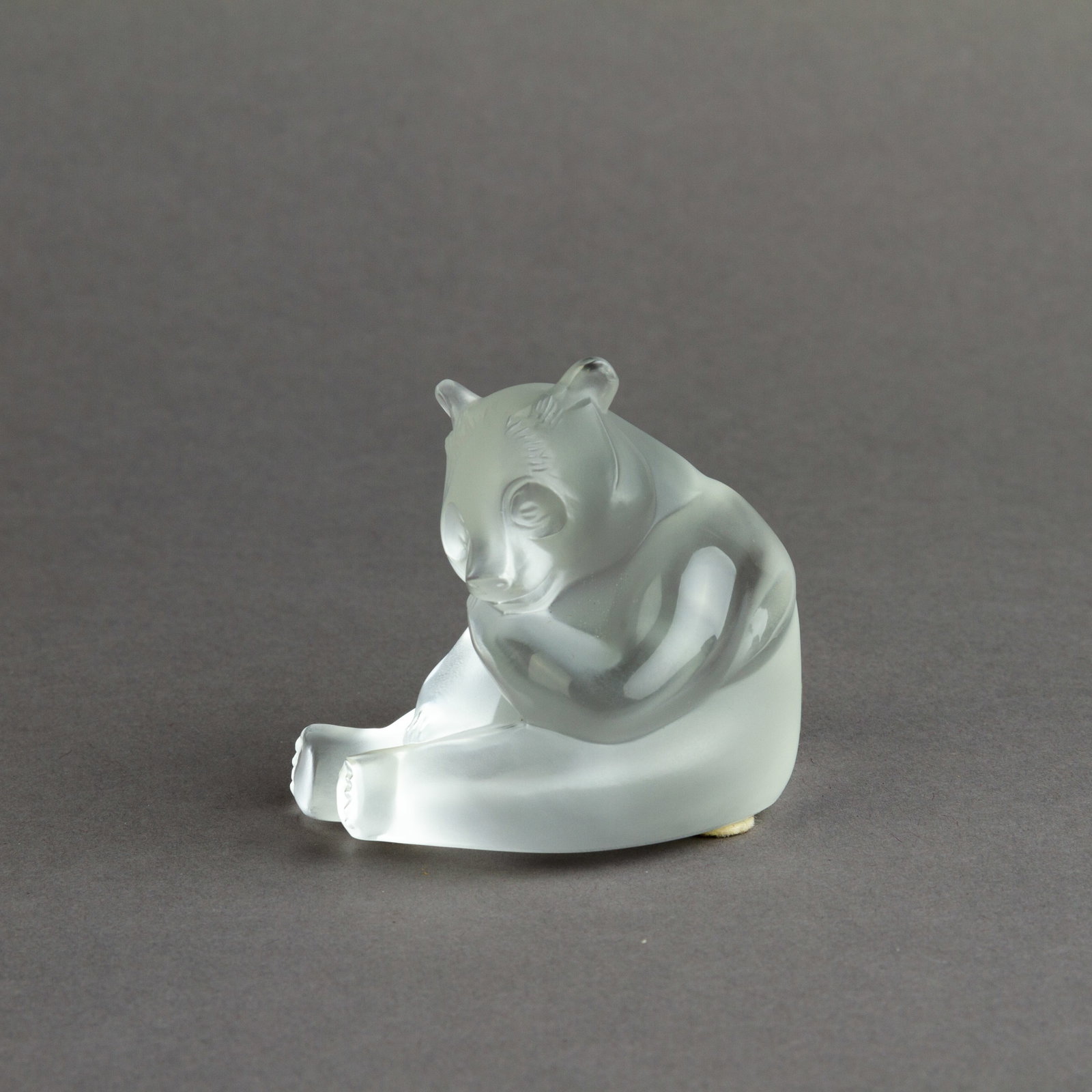 Signed French Lalique Frosted Glass Panda Sculpture: DIMENSIONS APPROX 7x5.5x6.5CM.