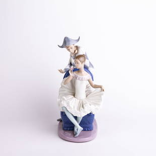 Spanish Fine Porcelain Nao Lladro Harlequin Sculpture Figure: DIMENSIONS APPROX 30x20.5x13.5CM.