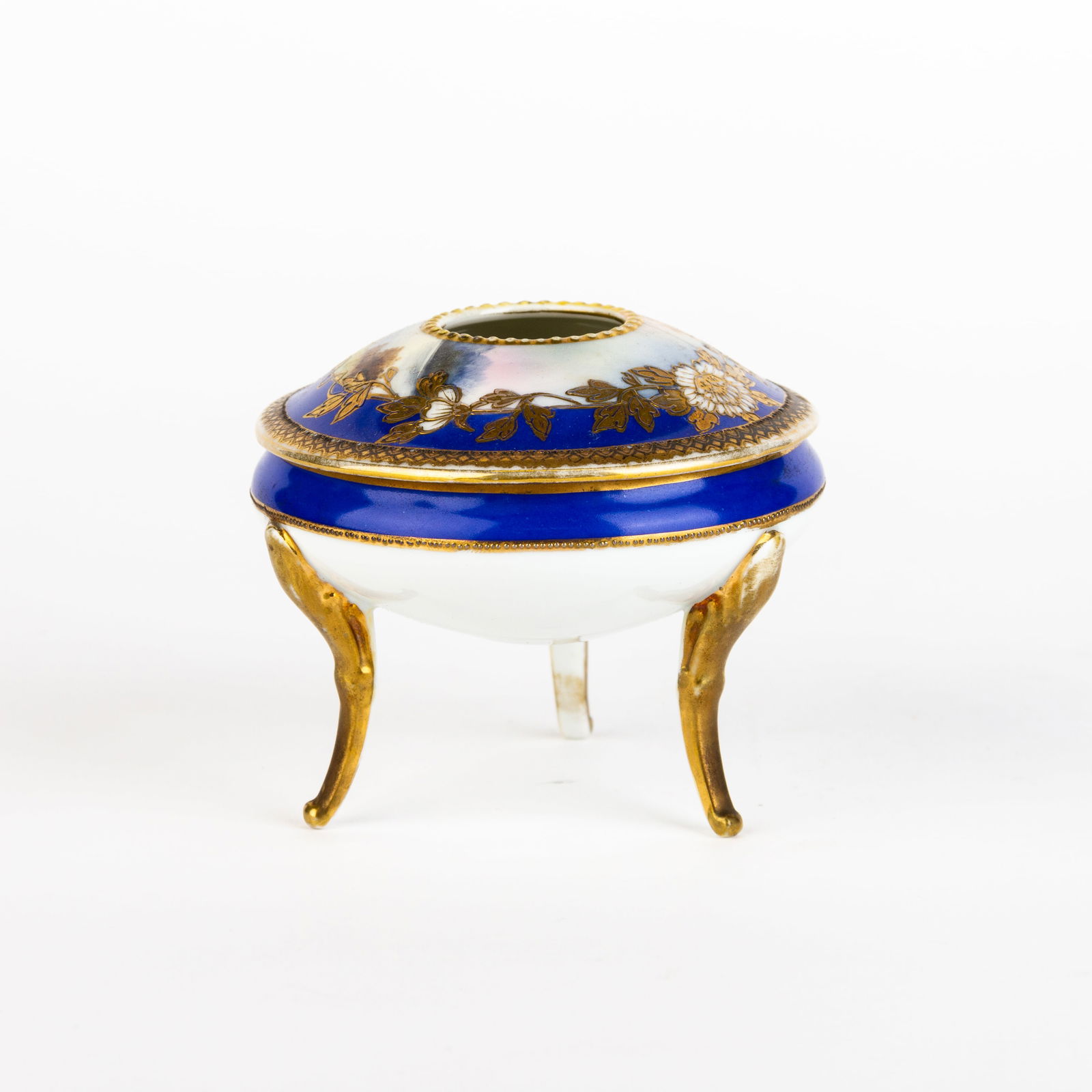 Noritake Japanese Art Deco Porcelain Tripod Censer: DIMENSIONS APPROX 11x11x10CM.