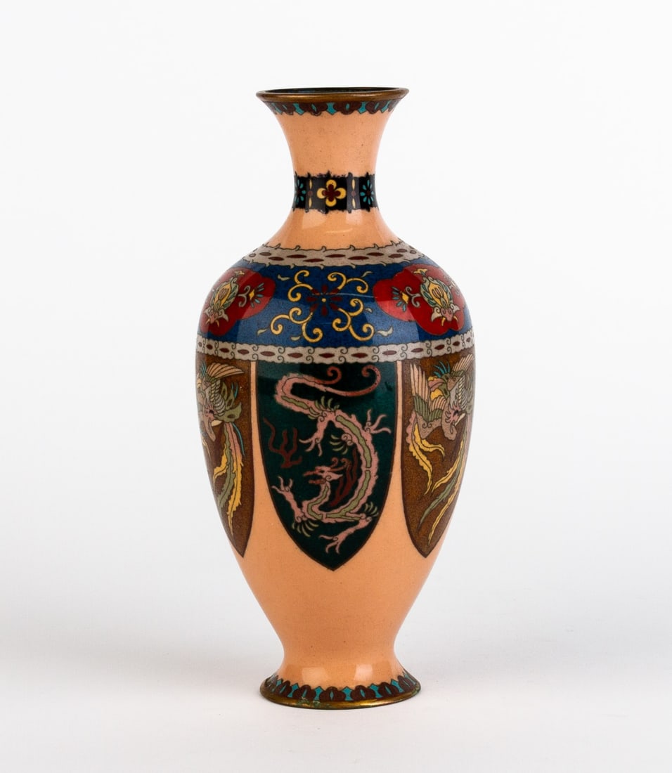 Japanese Cloisonne Enamel Vase Meiji 19th Century: DIMENSIONS APPROX 10x10x23CM.