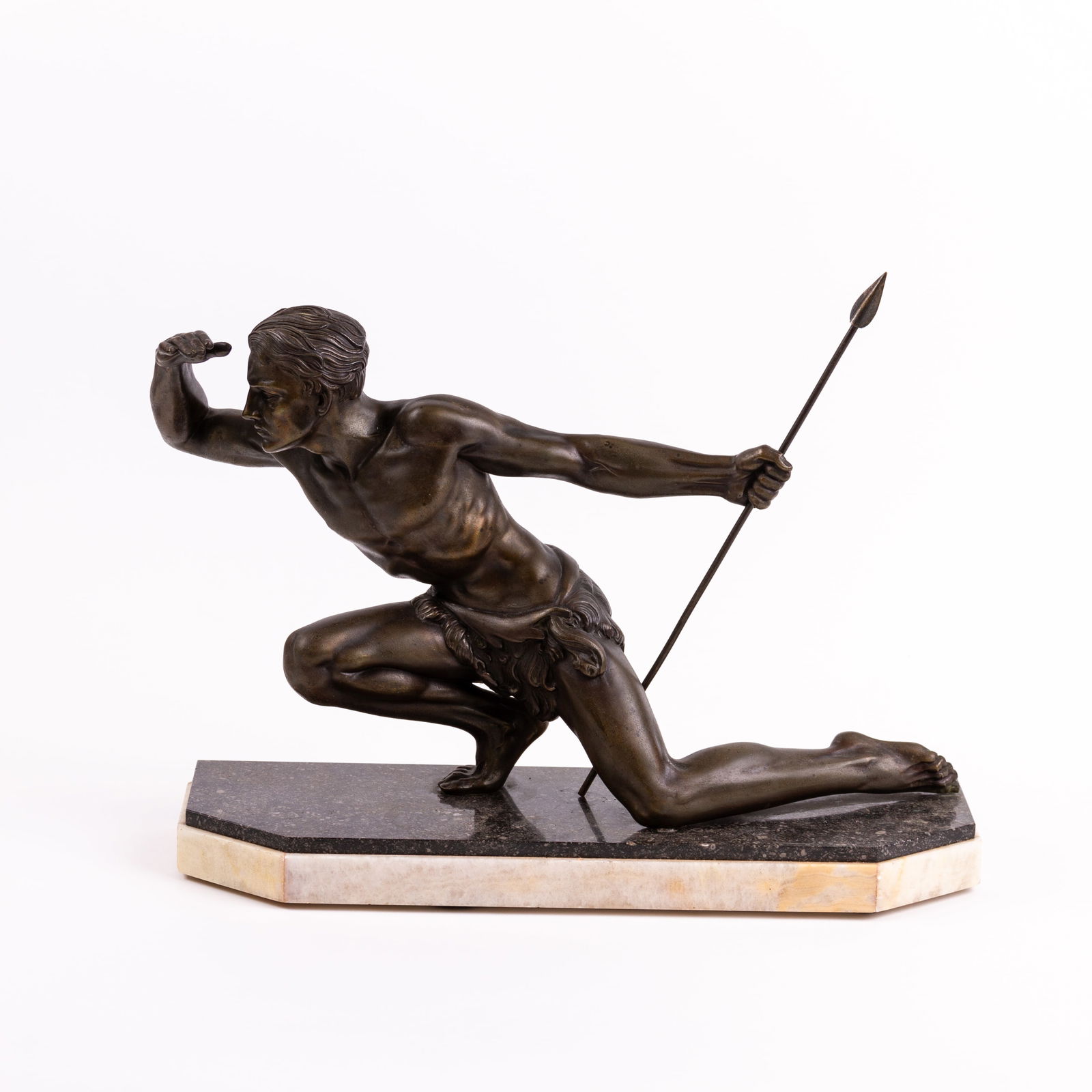 Jean de Roncourt Signed French Art Deco Bronzed Spelter Sculpture of a Hunter (1 of 5)