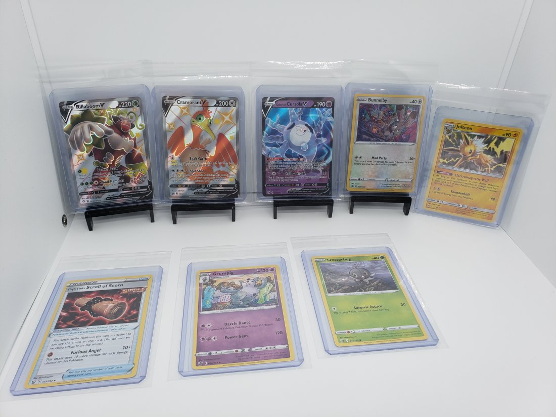 (7) TCG Pokémon Cramorant Cursola Rillaboom Bunnelby (1 of 6)