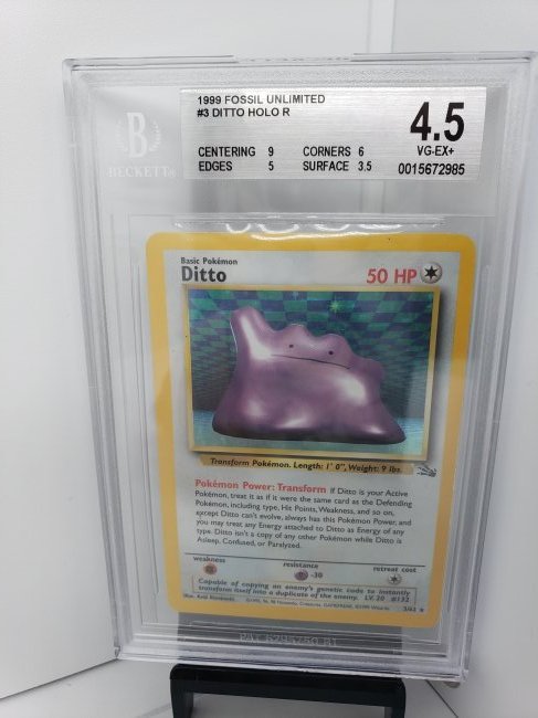 TCG Pokémon Ditto BGS 4.5 Holo Vintage Pop 2: * BGS 4.5 beckett slab of Ditto. A Fossil holo vintage card. Pop 2