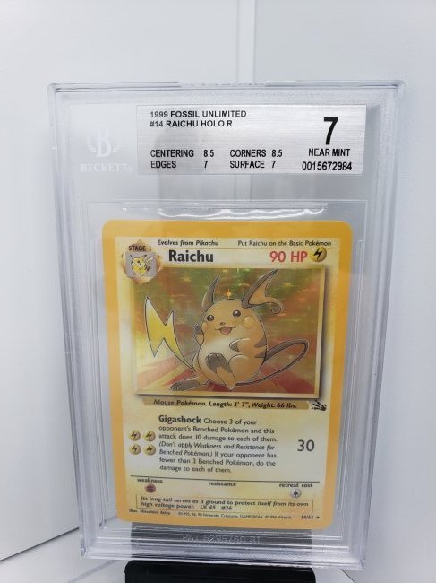 TCG Pokémon Raichu Holo Fossil BGS 7 Pop 13: * BGS 7 with subgrades Pop 13 Fossil Raichu Holo