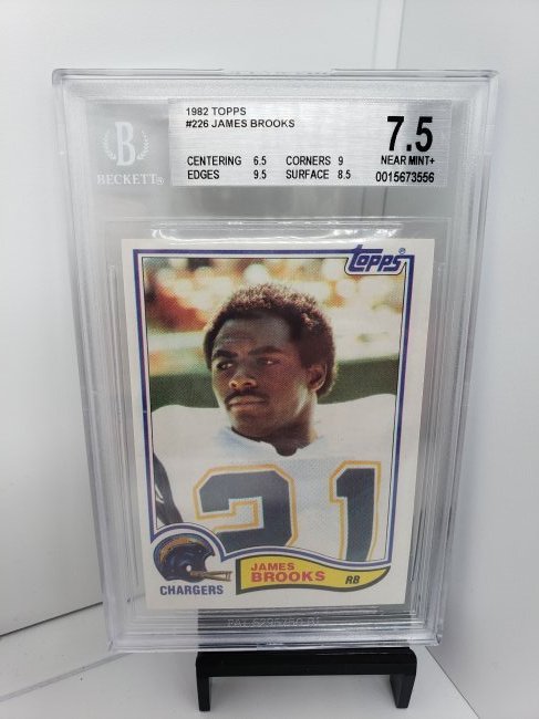 Football Chargers James Brooks BGS 7.5 #226 Pop 2: * San Diego Chargers/ Los Angeles Chargers* 1982 Topps #226 James Brooks BGS 7.5 with subgrades. * Vintage * Pop 2 with only 5 higher from a card that came out in 1982