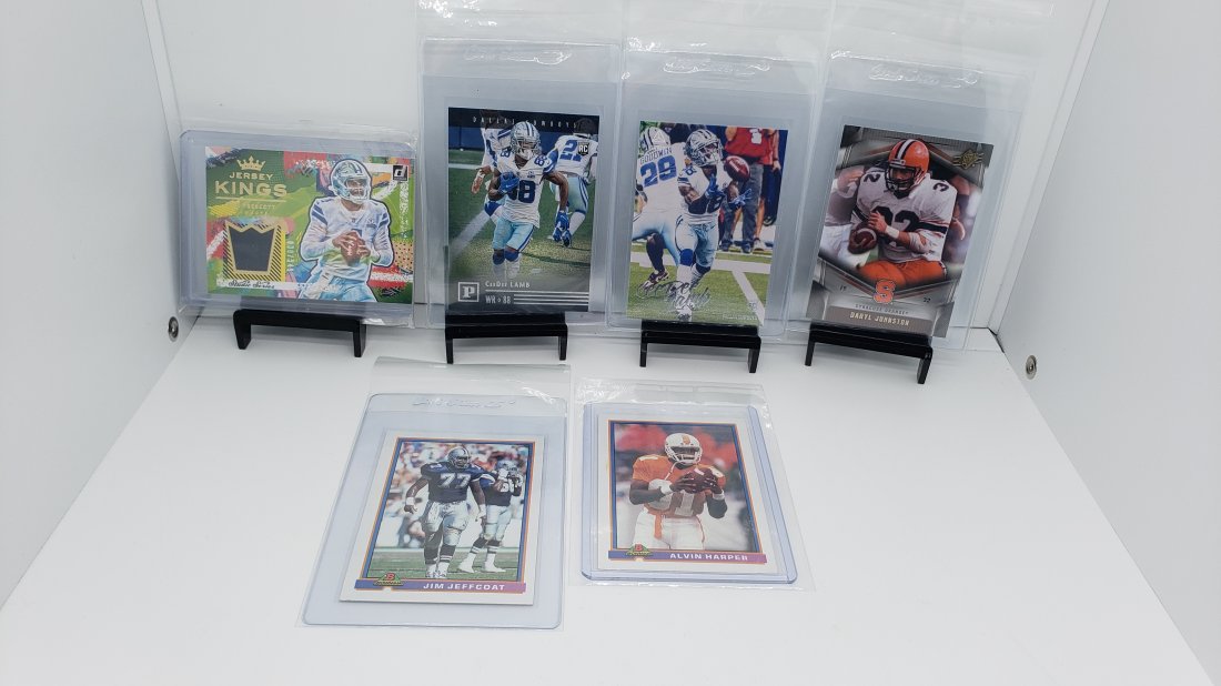 (6) Cowboys Dak Prescott Patch #'d /349 and CeeDee Lamb rookie (1 of 5)