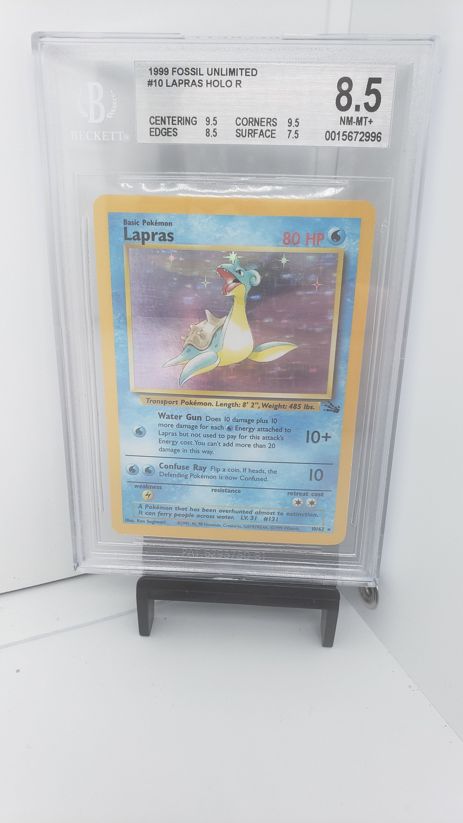 BGS 8.5 Lapras Fossil Holo: * 1999 Fossil * BGS 8.5 with subgrades Lapras #10 Holo