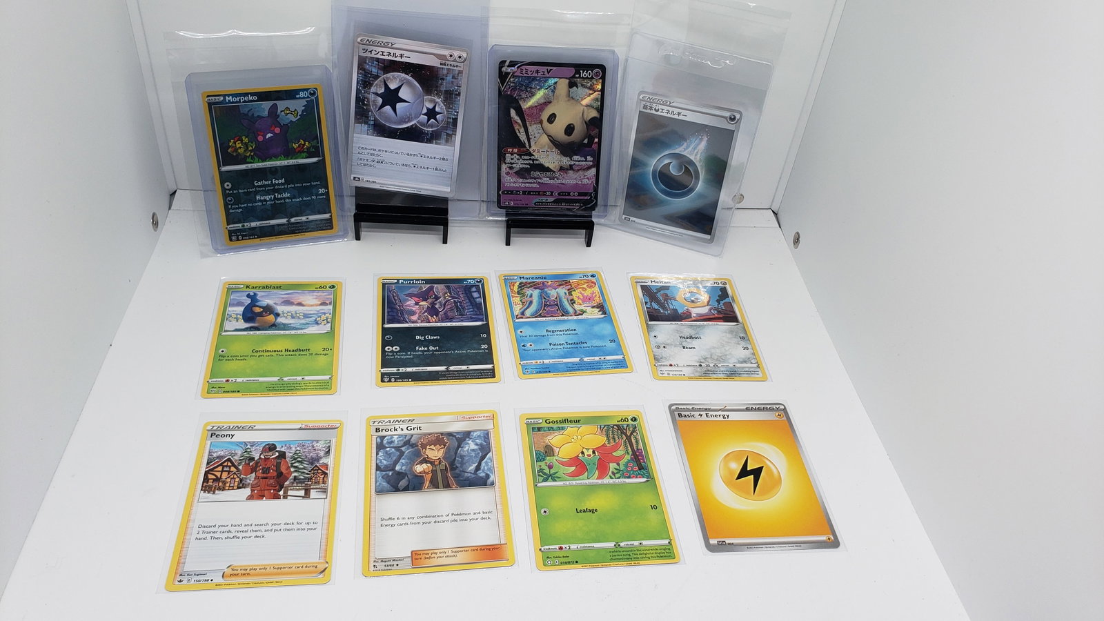 (12) TCG Pokemon V, Japanese, Energy, Morpeko: * 10 various pokemon cards from various years and sets* Complete your master collection or add to your playing decks * Morpeko Reverse Holo * Dark Energy Japanese Holo * Morpeko V Japanese * Twin Ener