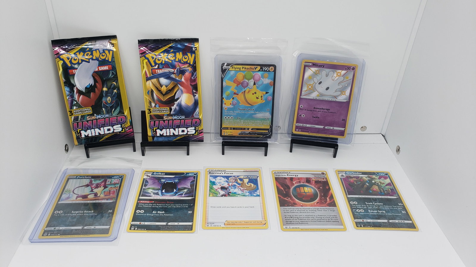 (9) TCG Pokemon Unified Minds packs, V, Baby Shine (1 of 6)