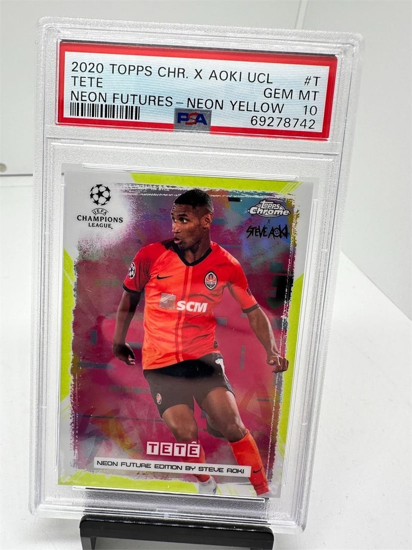 Tete rookie #d /50 PSA 10 Pop 1: Panathinaikos in the Greek Super League, Brazilian, Shakhtar uni2020 Topps Chrome uefa X Aoki PSA 10 Tete Neon Futures Neon Yellow #d 32/50