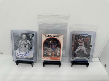 Jerry Lucas auto #d /49, Patrick Ewing 1989 Knicks