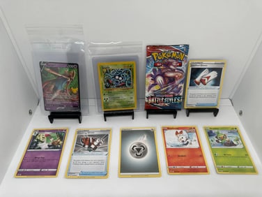 (9) TCG Pokemon Battle Styles pack, Tangela base set, Zacian V 25th