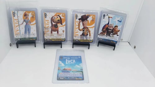 (5) TCG Weiss Schwarz Pixar Toy Story lot, Up, Luca