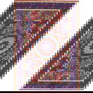 Power Loomed New Traditional Gulshan Wool & Bamboo Silk Rectangle Red Rug 4'0'' X 5'10'': Wool yarn is used in the production of power-loomed wool rugs. They can still be highly fashionable and long-lasting, but they are often less expensive than hand-knotted wool carpets. Unlike other pow