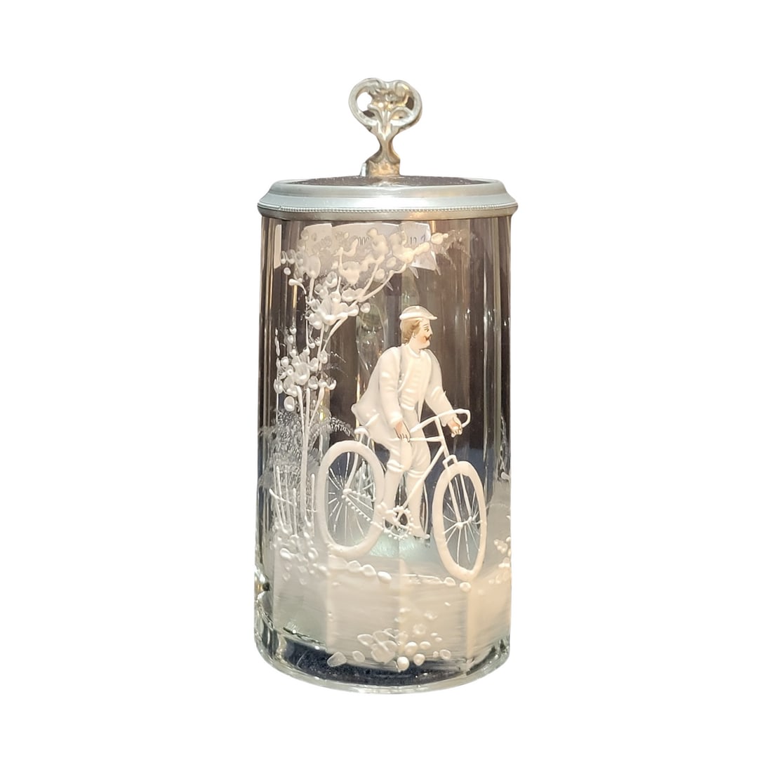 .4L, Mary Gregory style, Blown Faceted Glass stein (1 of 8)