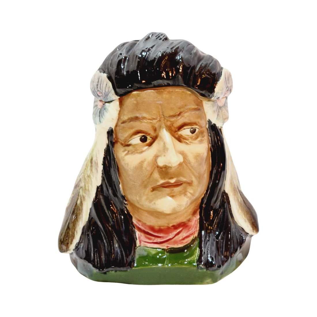 Ceramic Pottery Tobacco Jar: #3323 Indian Chief Circa early 1900